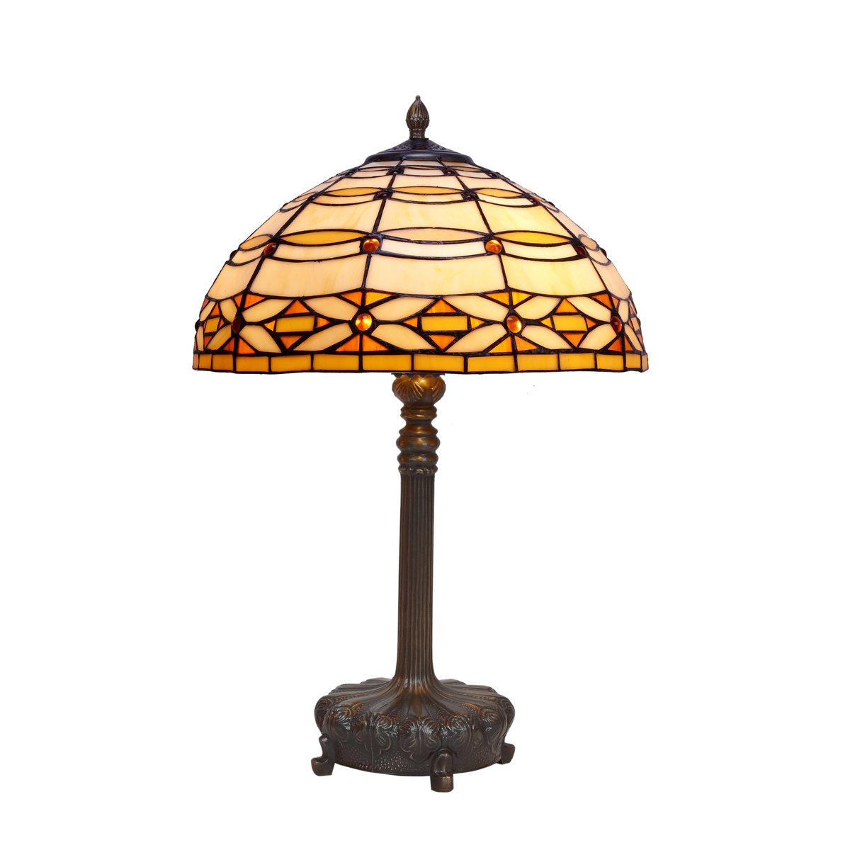 Alexandra Lighting - Sobremesa Mayor Base Con Soportes Tiffany Diametro 40 Cm Serie Marfíl - tafellampen