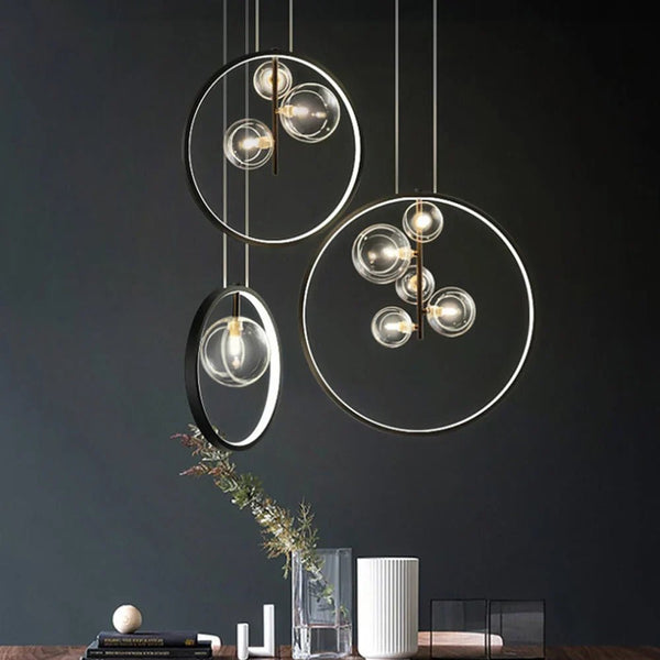 Nordic Bubble Glazen Hanglampen Met Ring - hanglampen - zijaanzicht