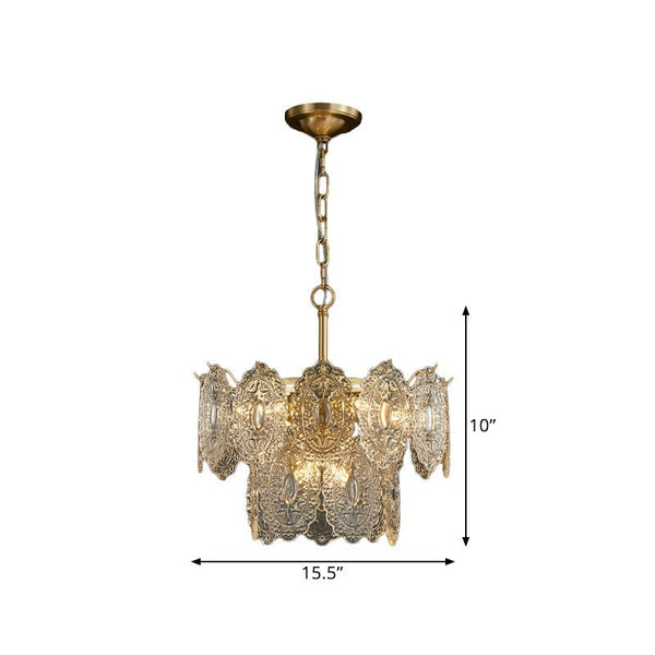 Luxe Kristallen Kroonluchter – Elegant Design met Gouden Afwerking - hanglampen - zijaanzicht