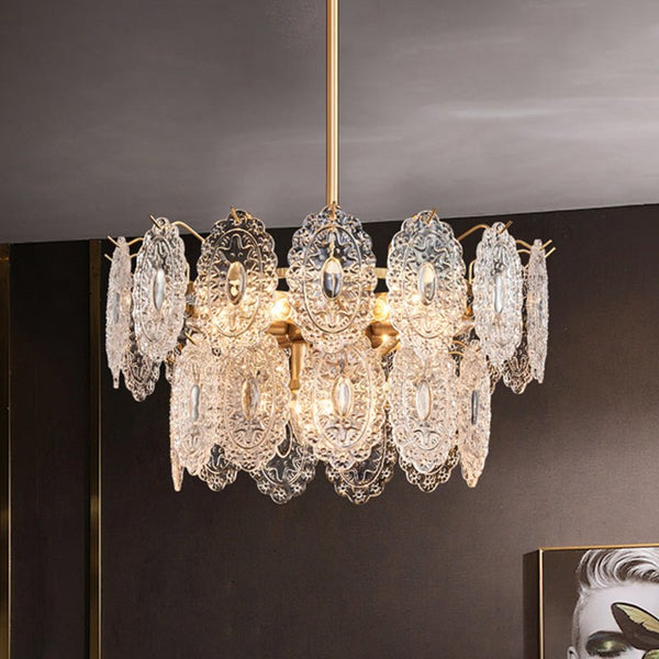 Luxe Kristallen Kroonluchter – Elegant Design met Gouden Afwerking - hanglampen - close-up