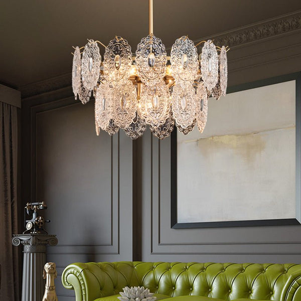 Luxe Kristallen Kroonluchter – Elegant Design met Gouden Afwerking - hanglampen - gemonteerd