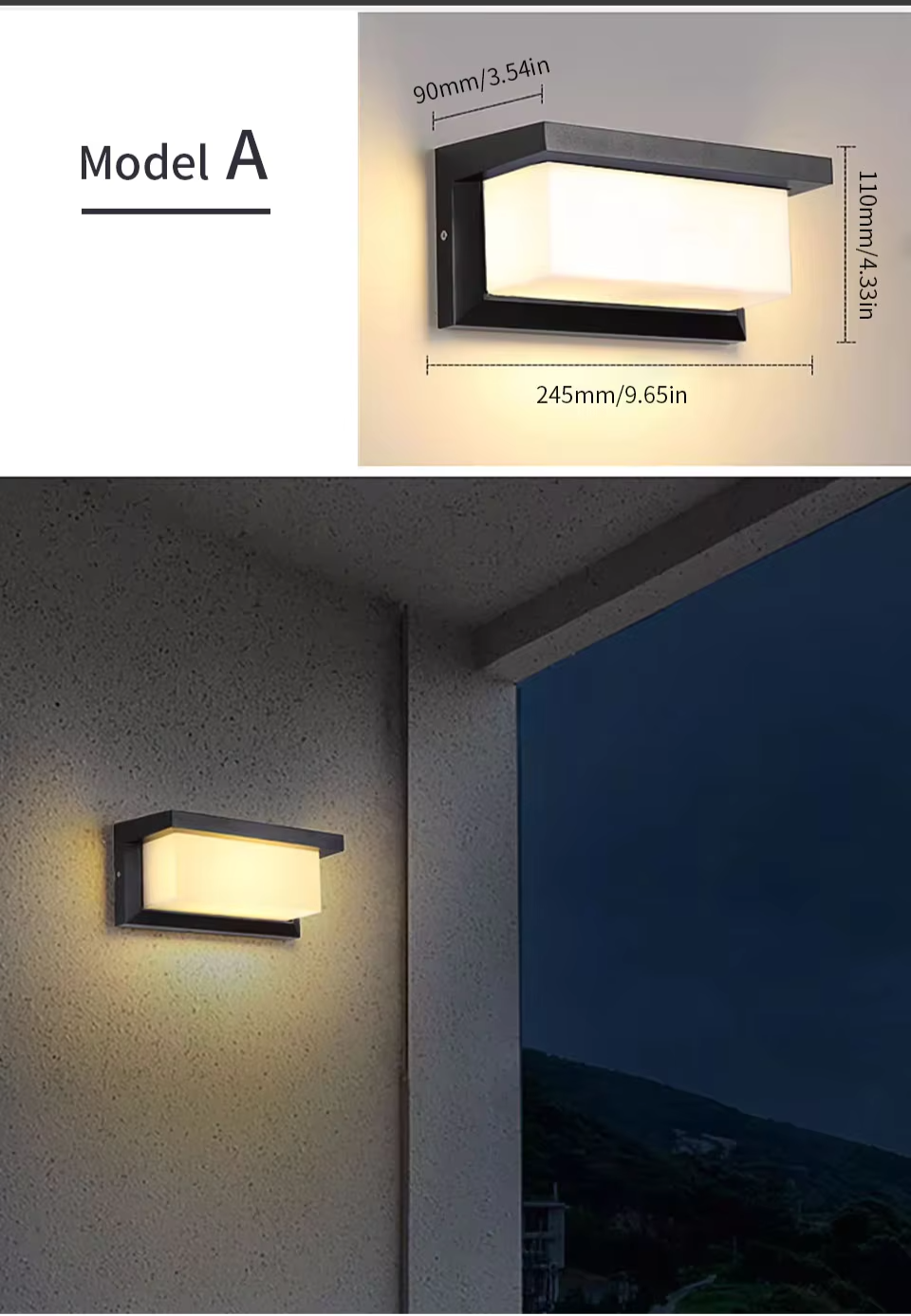SENSOLUX Radar Sensor LED Wandlamp - wandlamp - afmetingen