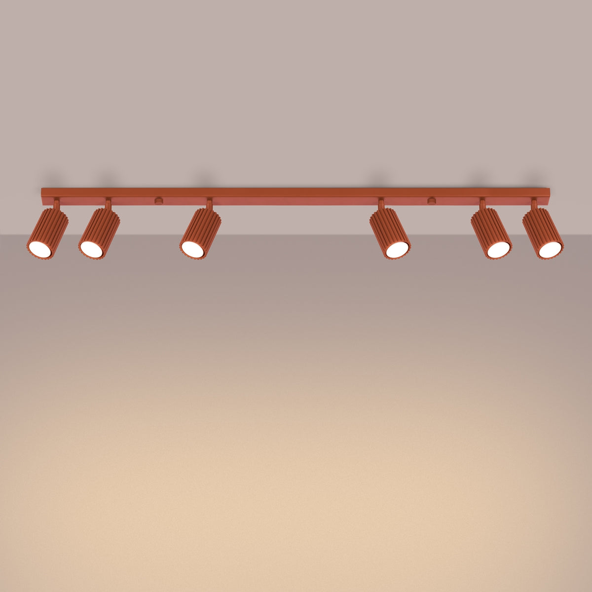 Plafondlamp KARBON 6L rood oker