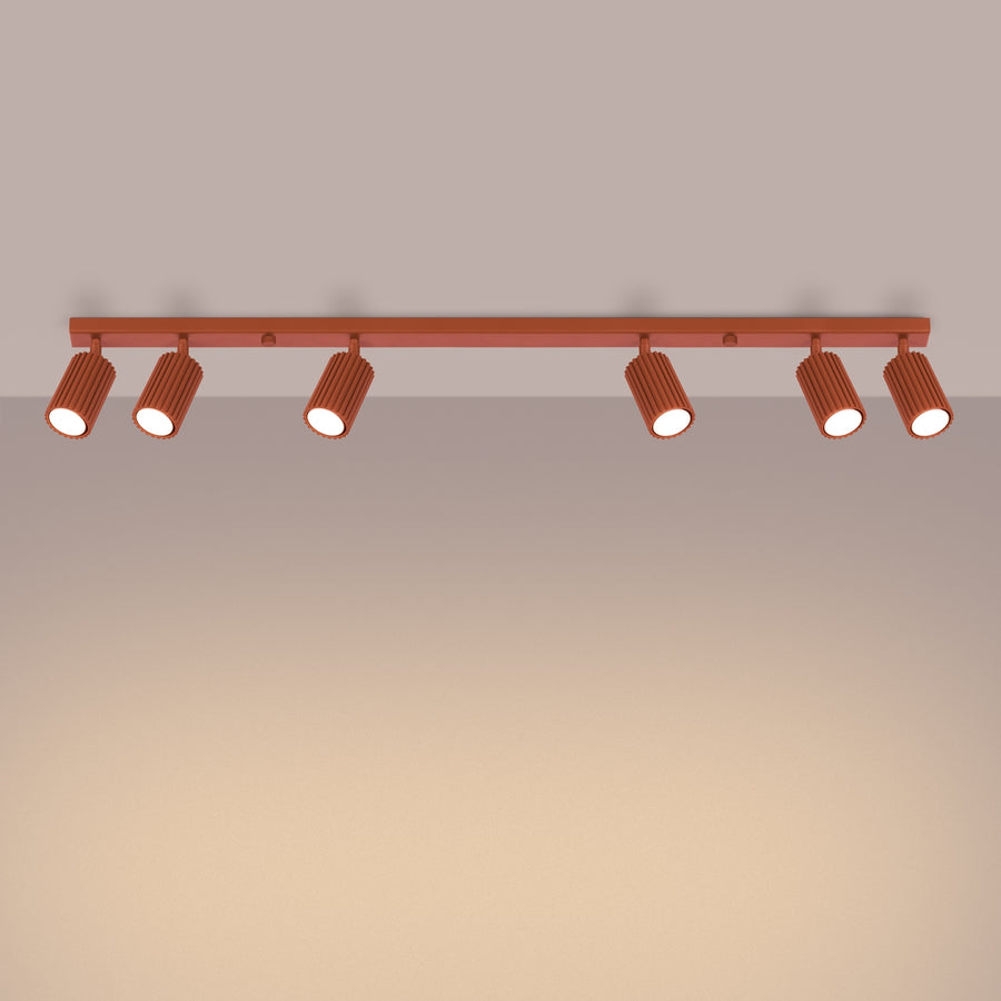 Plafondlamp KARBON 6L rood oker