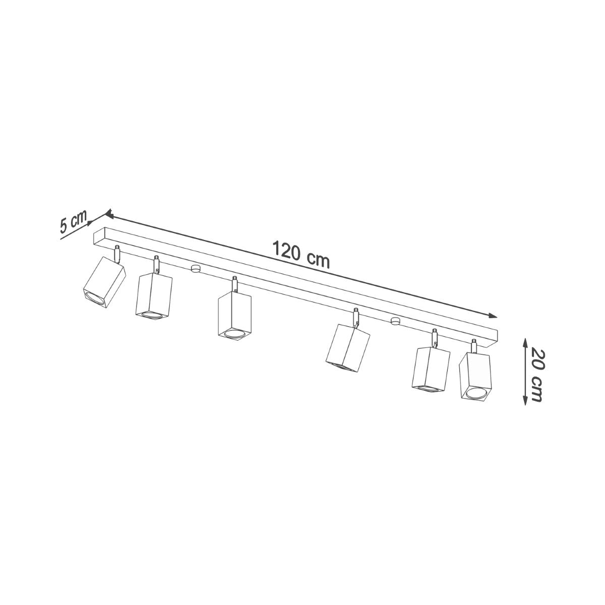Lightinup SRL - Keke Eiken Plafondlamp 6 spots - plafondlamp - zijaanzicht