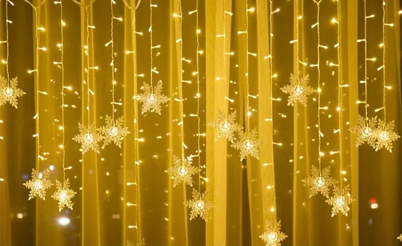 LumaSneeuw 4M LED Sneeuwvlok Gordijnverlichting – Kerst IJspegel Sfeerverlichting - buitenverlichting - zijaanzicht