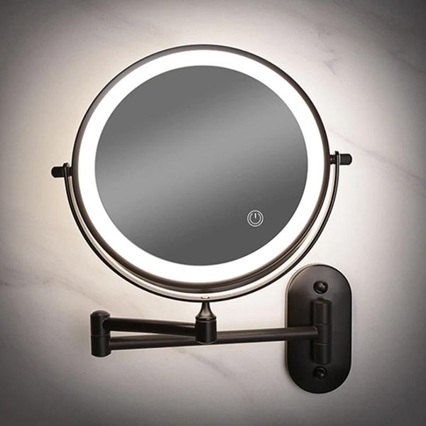 Zwarte Oplaadbare Led Vergrotende Spiegel Voor Make-Up En Badkamer - wandlampen