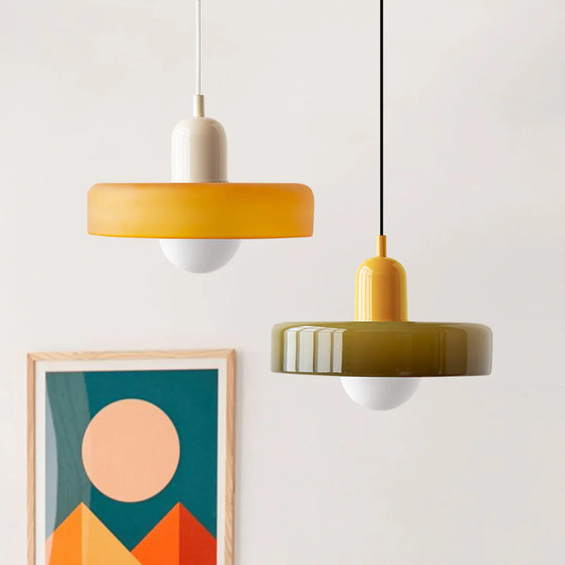 Bauhaus Hanglamp Van Gekleurd Glas