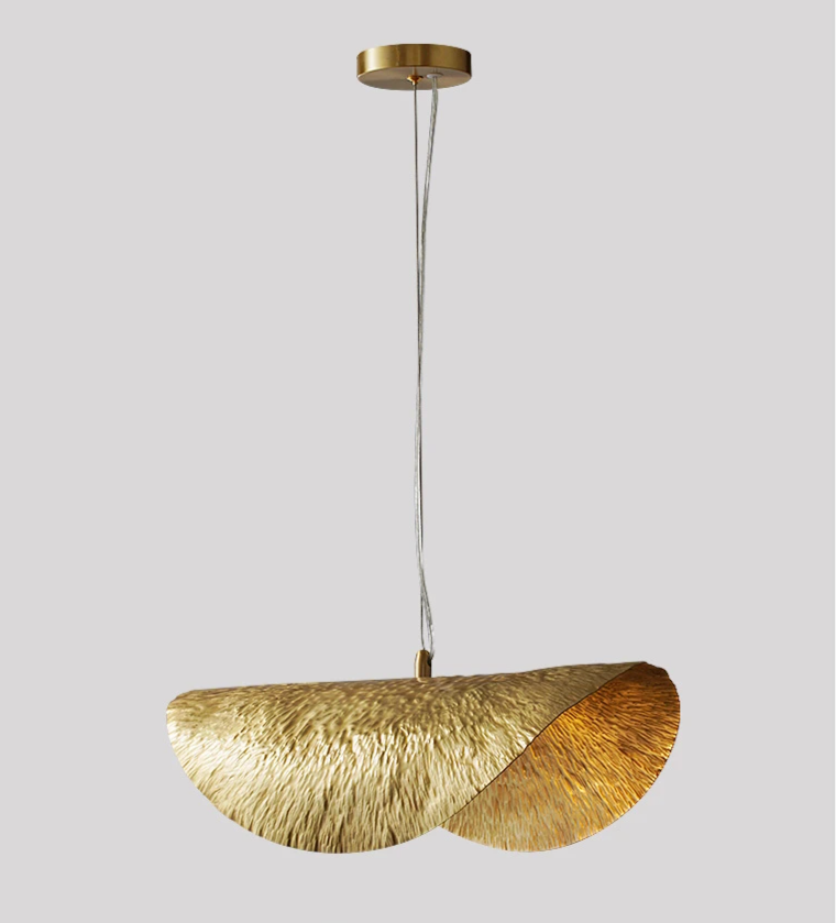 Minimalistische Koperen Hanglamp in Lotusblaad Ontwerp