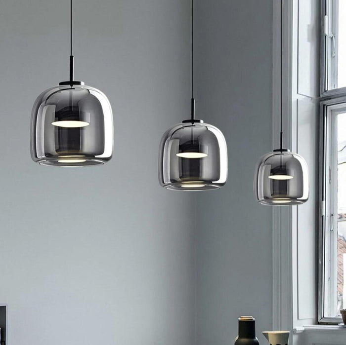 Scandinavische Zwart Glazen Hanglamp