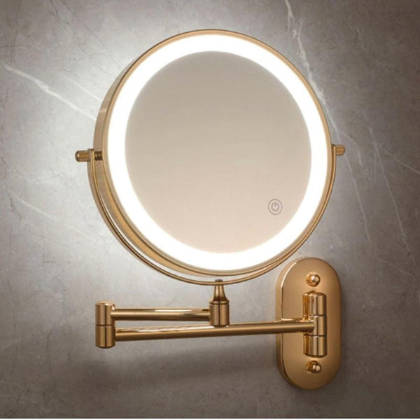 Gouden Oplaadbare Led Vergrotende Spiegel Voor Make-Up En Badkamer