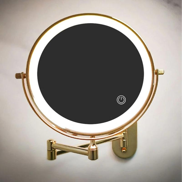 Gouden Oplaadbare Led Vergrotende Spiegel Voor Make-Up En Badkamer - wandlampen - zijaanzicht