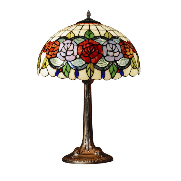 Alexandra Lighting - Rubberen Voet Tafellamp Met Tiffany Scherm Diameter 40 Cm Rosy Serie