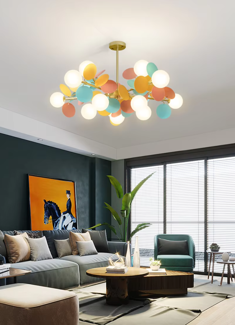 NatureGlow Kleurrijke Tak Kroonluchter - hanglampen
