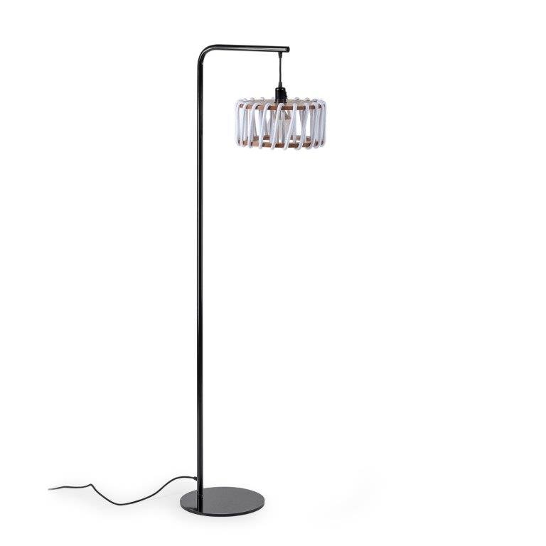 Emko - Macaron Vloerlamp, Zwart Frame, Witte Kap - vloerlamp - close-up