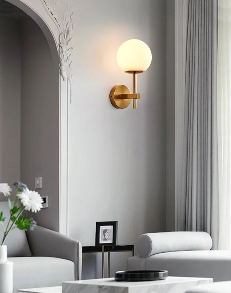 LumiNord – Nordic Moderne LED Wandlamp met Glazen Lichtbol - wandlamp - materiaaldetail