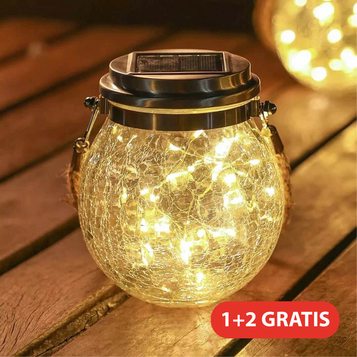3 Stuks Glaslicht op Zonne-Energie - tafellampen - zijaanzicht