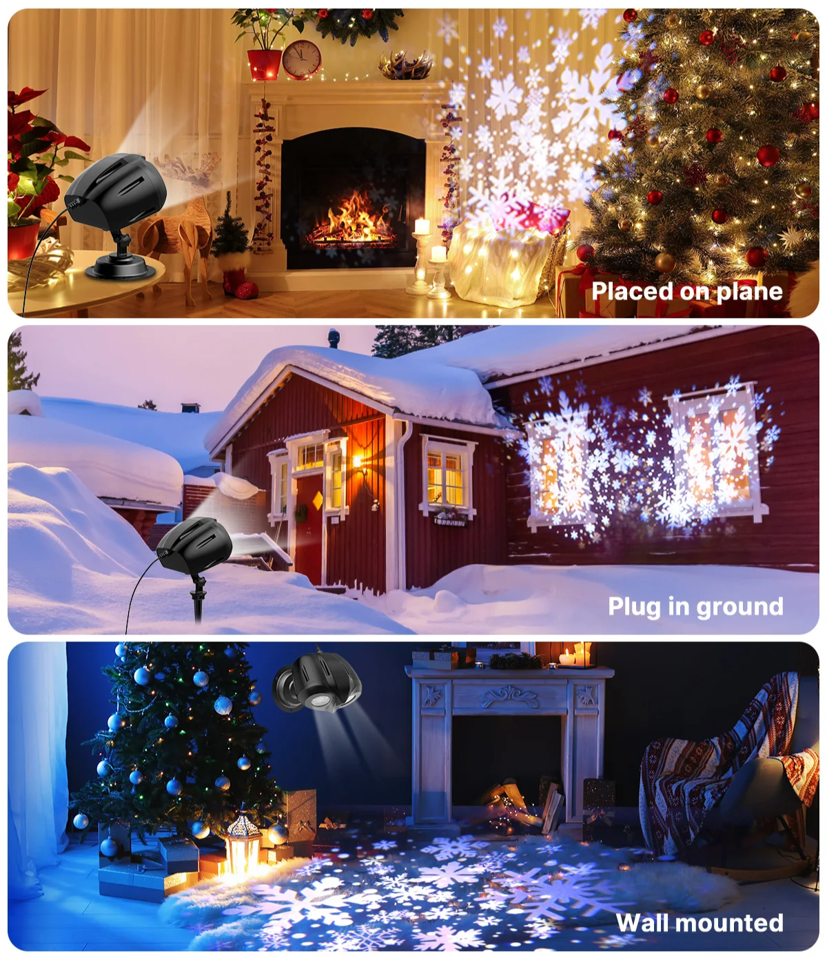 SNOWGLOW – LED Kerst Sneeuwval Projector met Dubbele Kop - buitenverlichting - sfeerbeeld