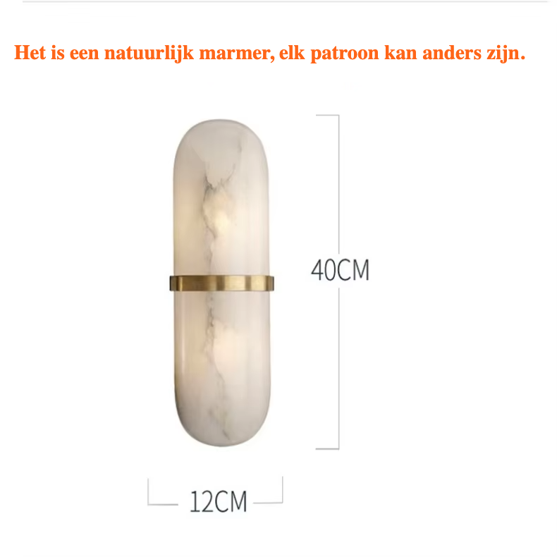 Luxe Marmeren Wandlamp – Stijlvolle Verlichting met Elegant Design - wandlamp - close-up