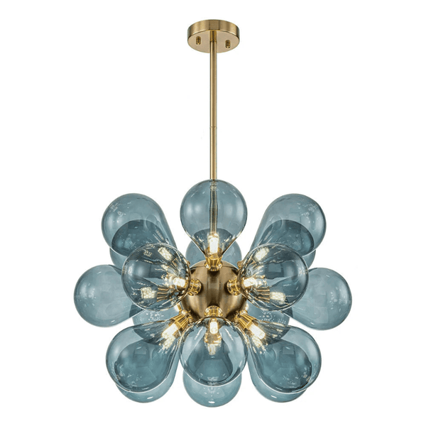 Cluster Blauwe Glazen Bellenkroonluchter - hanglampen - detail