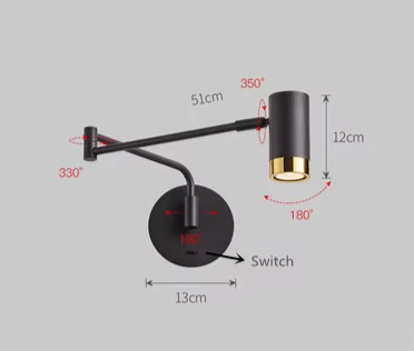 LUXARM Verstelbare Wandlamp met Lange Arm - wandlamp - materiaaldetail