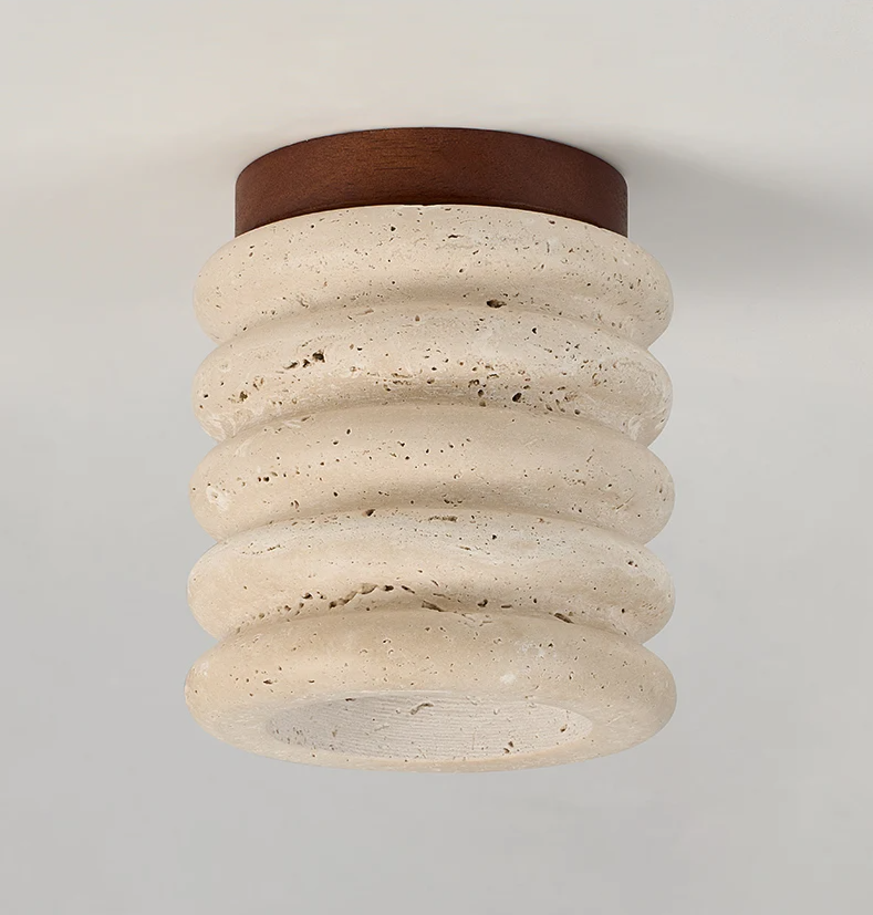 Wabi Sabi Travertin Plafondlamp - plafondlamp - gemonteerd