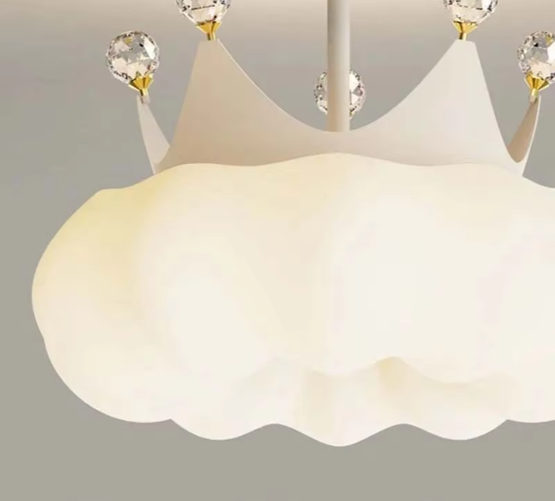 PrincessLume – Franse Kroonlamp met Crèmekleurige Windstijl - hanglampen - gemonteerd