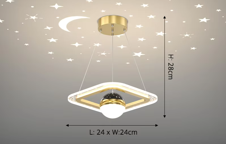 LunaNova LED Plafondlamp met Sterrenprojectie - hanglampen - zijaanzicht
