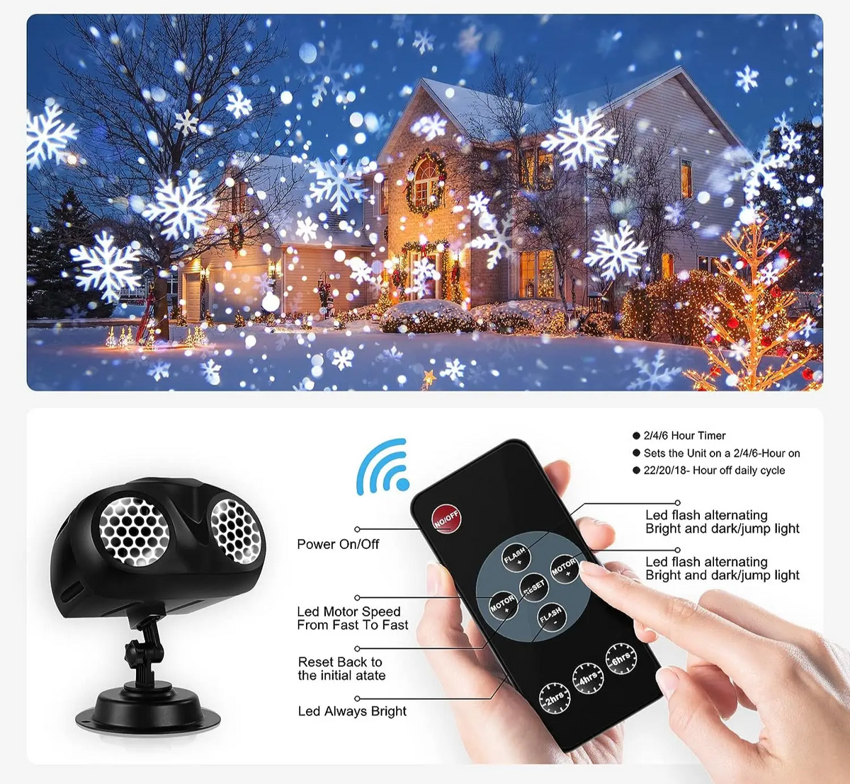 SNOWGLOW – LED Kerst Sneeuwval Projector met Dubbele Kop - buitenverlichting - materiaaldetail