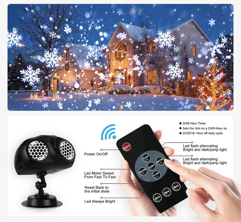 SNOWGLOW – LED Kerst Sneeuwval Projector met Dubbele Kop