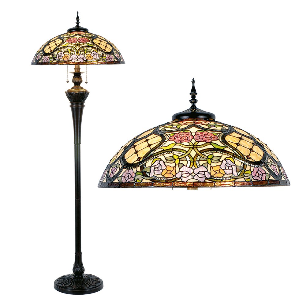 Lumi Lamp - Tiffany Vloerlamp Beige Roze - vloerlamp - detail