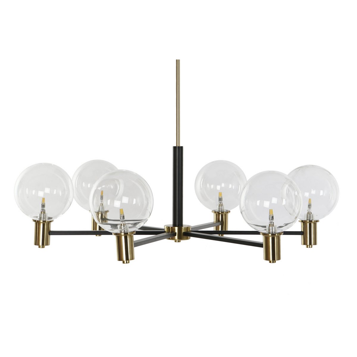 Alexandra Meti - METALEN GLAZEN PLAFONDLAMP 83X83X128 ZWART BALLEN - plafondlampen