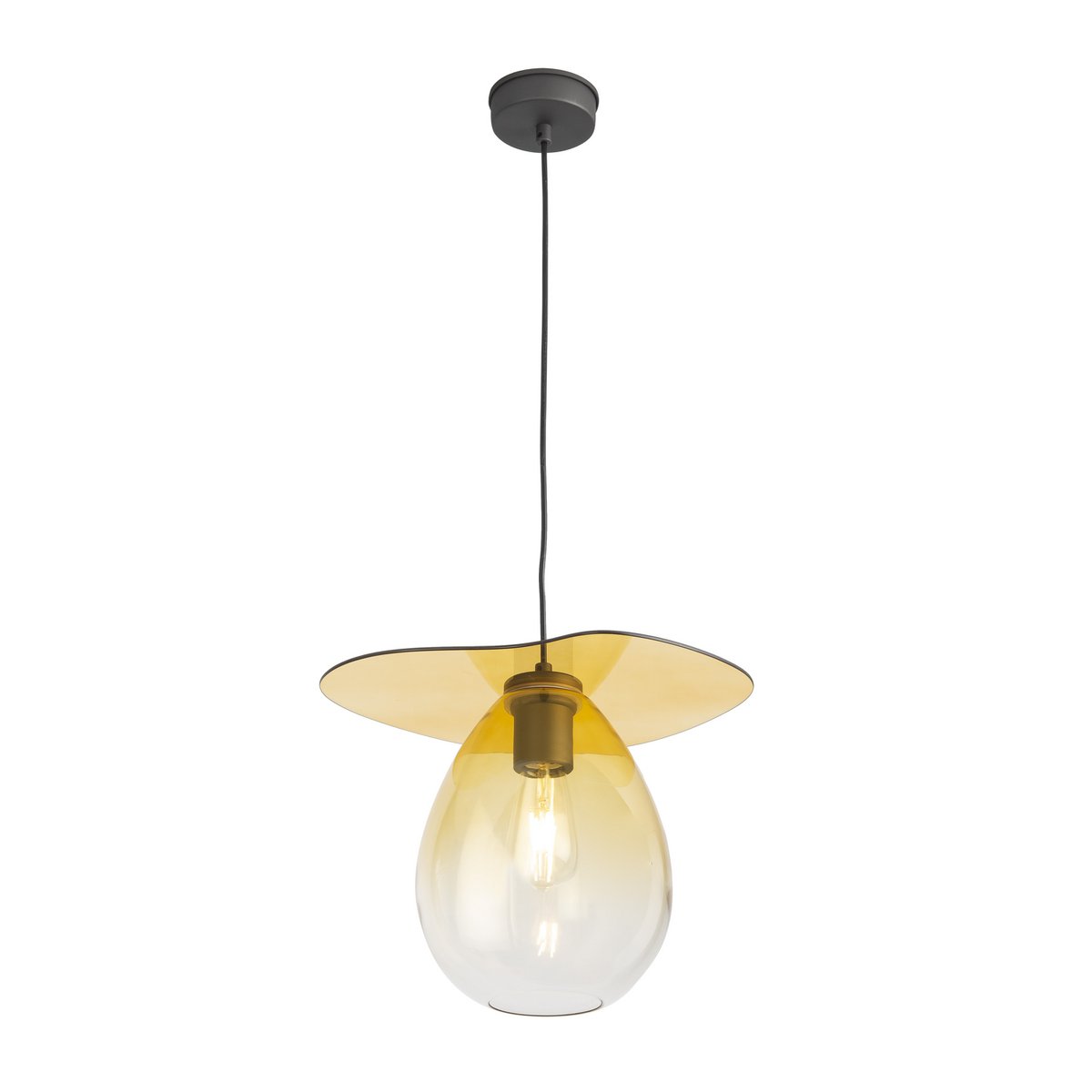 Alexandra Thai - Plafondlamp 34X33X31 Zwart Metaal/Amber Kristal - plafondlampen - detail