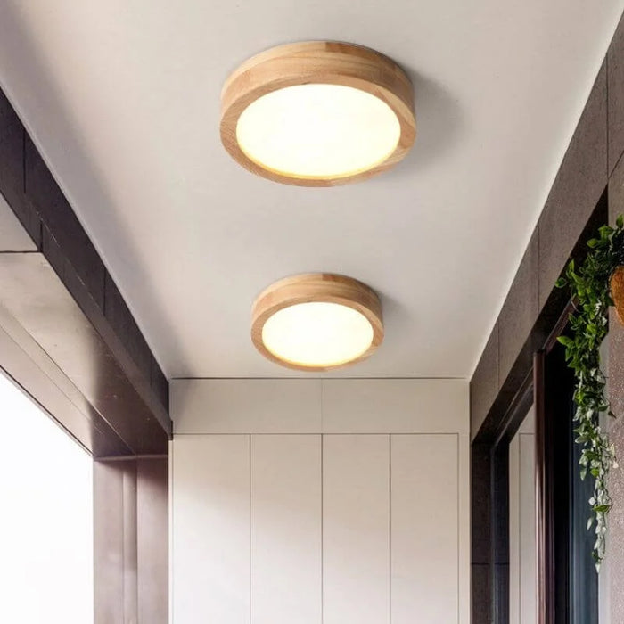 Houten Ronde Plafondlamp - plafondlamp - in de kamer