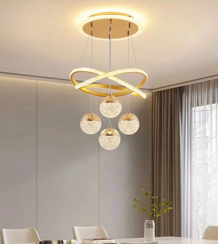 LumaCrest LED Hanglamp – Moderne Art Deco Sfeer voor Eetkamer en Woonruimte - plafondlamp - materiaaldetail
