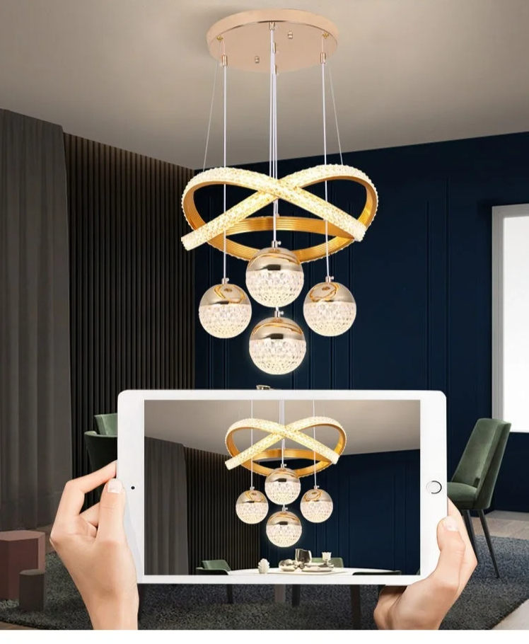 LumaCrest LED Hanglamp – Moderne Art Deco Sfeer voor Eetkamer en Woonruimte - plafondlamp - gemonteerd