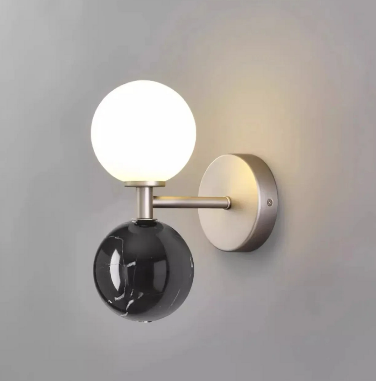 Nordic Marble Glow – Luxe LED Wandlamp van Marmer - wandlamp - sfeerbeeld