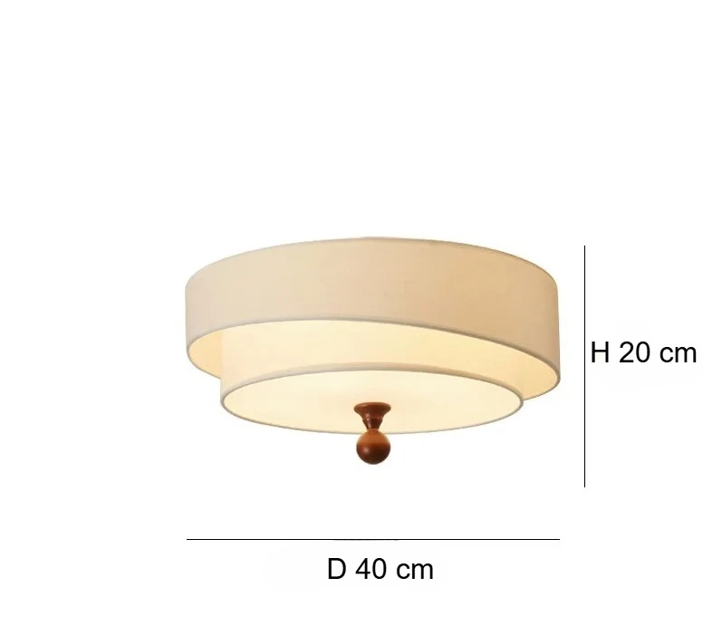 Wabi Sabi Vintage Plafondlamp – Cirkelvormige Groene/Witte Stoffen Lamp