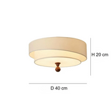 Wabi Sabi Vintage Plafondlamp – Cirkelvormige Groene/Witte Stoffen Lamp