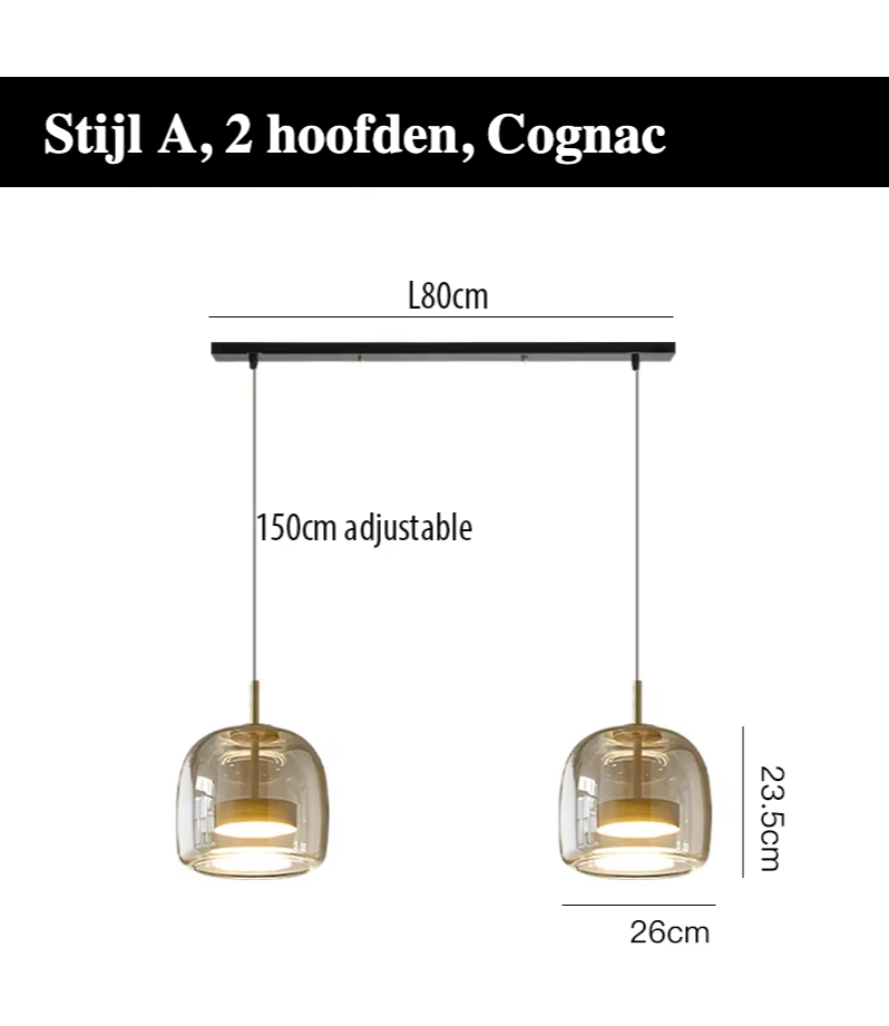 LumiGlow – Elegante Glassteen Hanglamp met LED-verlichting - hanglampen - zijaanzicht