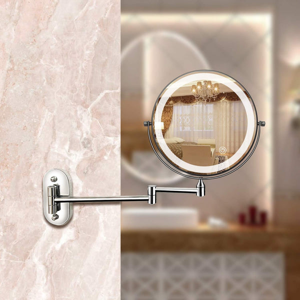 Chroomzilver Oplaadbare Led Vergrotende Spiegel Voor Make-Up En Badkamer - wandlampen - close-up