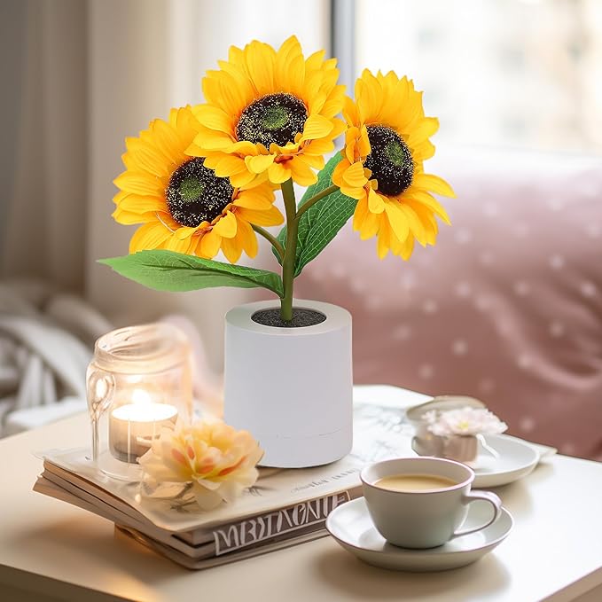 Fonkelende Zonnebloemlamp Voor Op Tafel