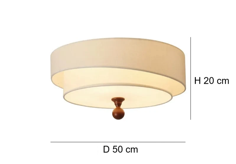 Wabi Sabi Vintage Plafondlamp – Cirkelvormige Groene/Witte Stoffen Lamp - plafondlampen - in de kamer