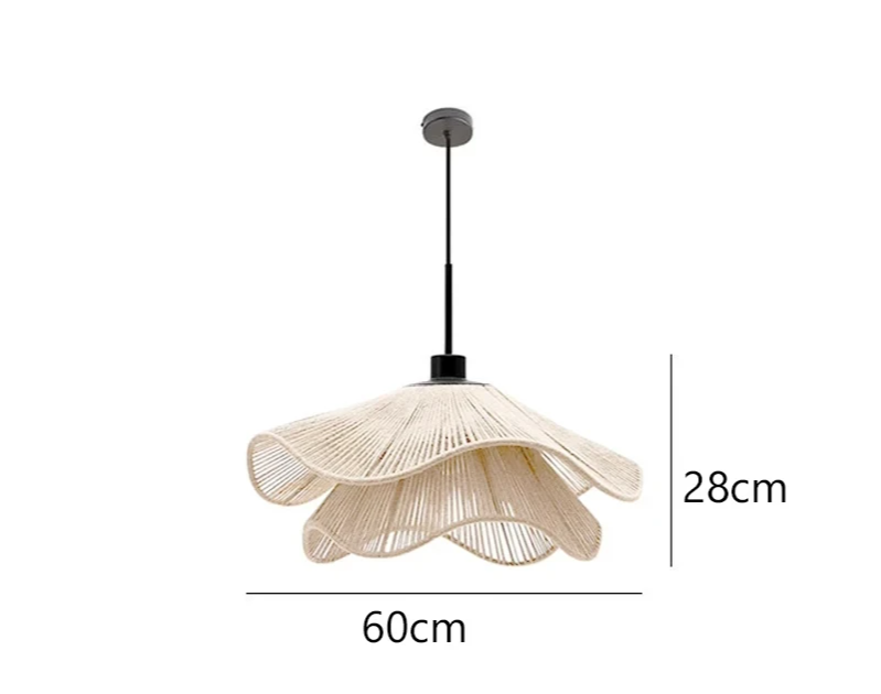 WabiRope Aura: Scandinavische Wabi Sabi Hennep Touw Hanglamp - hanglampen - gemonteerd
