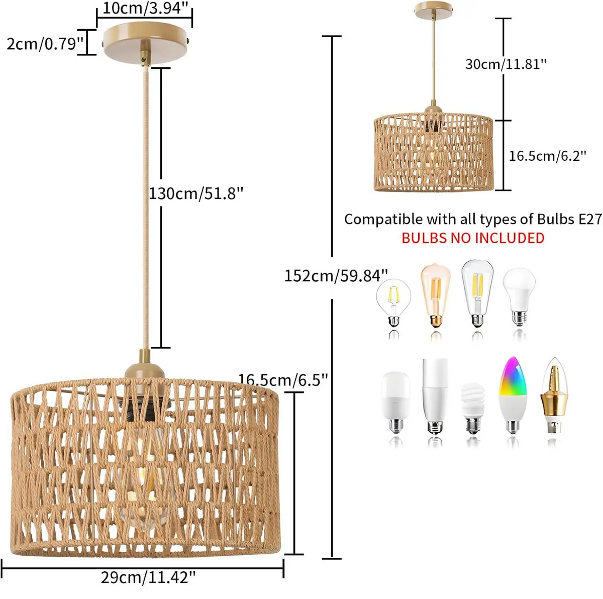 NaturaRiet Rieten Hanglamp – Authentieke Sfeer in een Modern Jasje - hanglampen - close-up