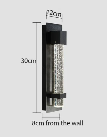 CrystalLux Buitenwandlamp – Moderne Waterdichte Wandverlichting met K9 Kristal & Anti-Roest Aluminium