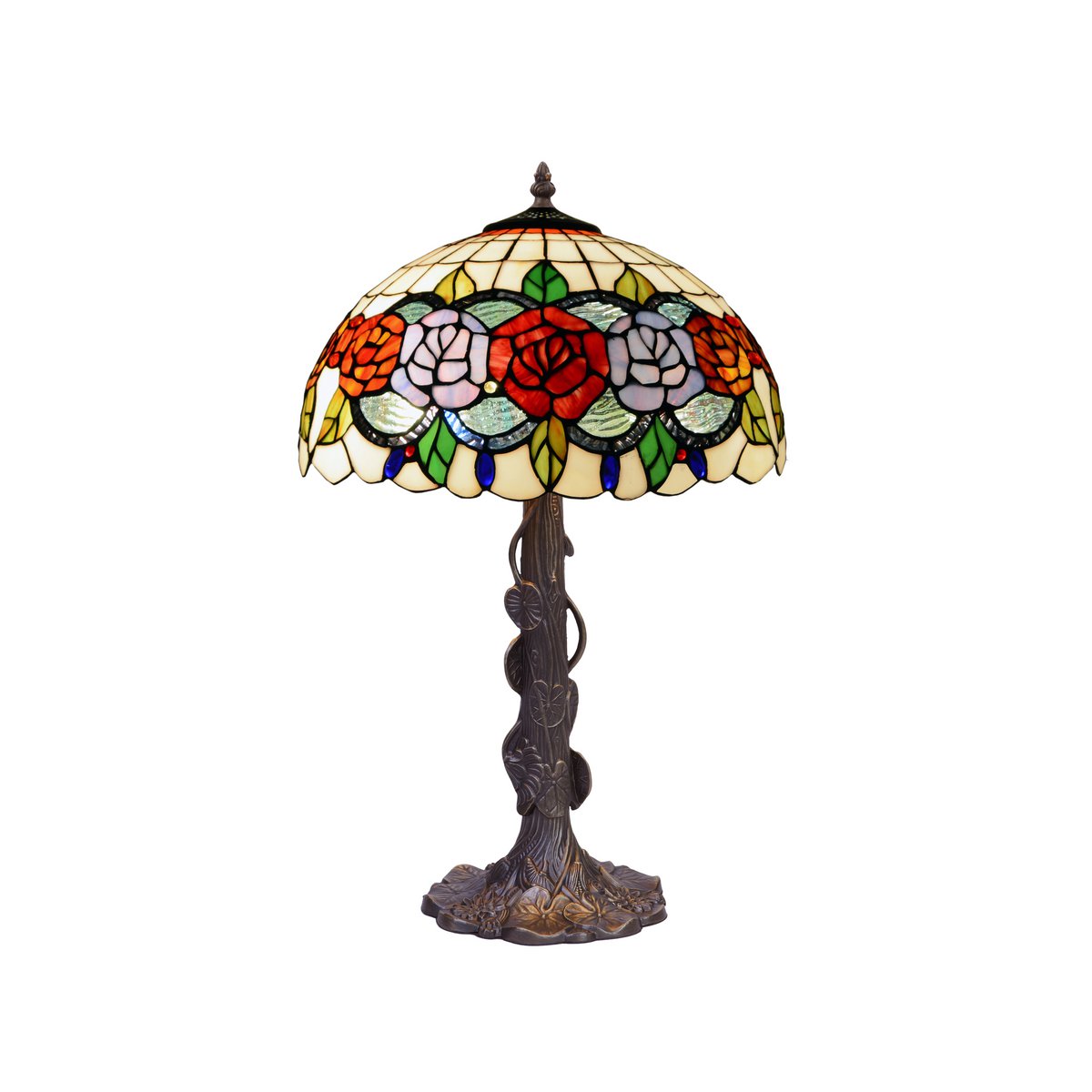 Alexandra Lighting - Rubber Voet Tafellamp Met Tiffany Scherm Diameter 40 Cm Rosy Serie - tafellampen