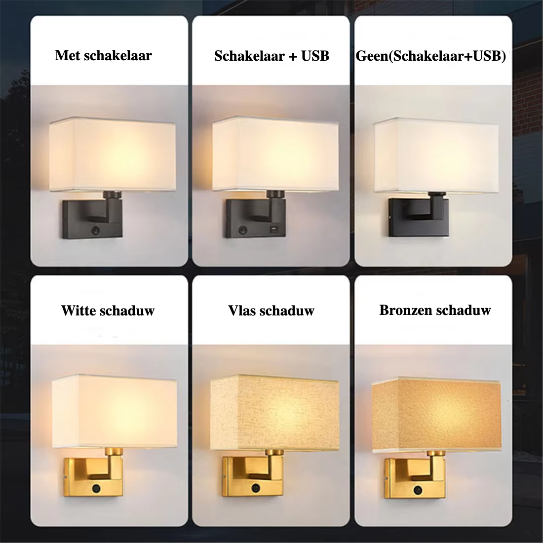 Moderne Wandlamp met Stoffen Kap - wandlampen - close-up