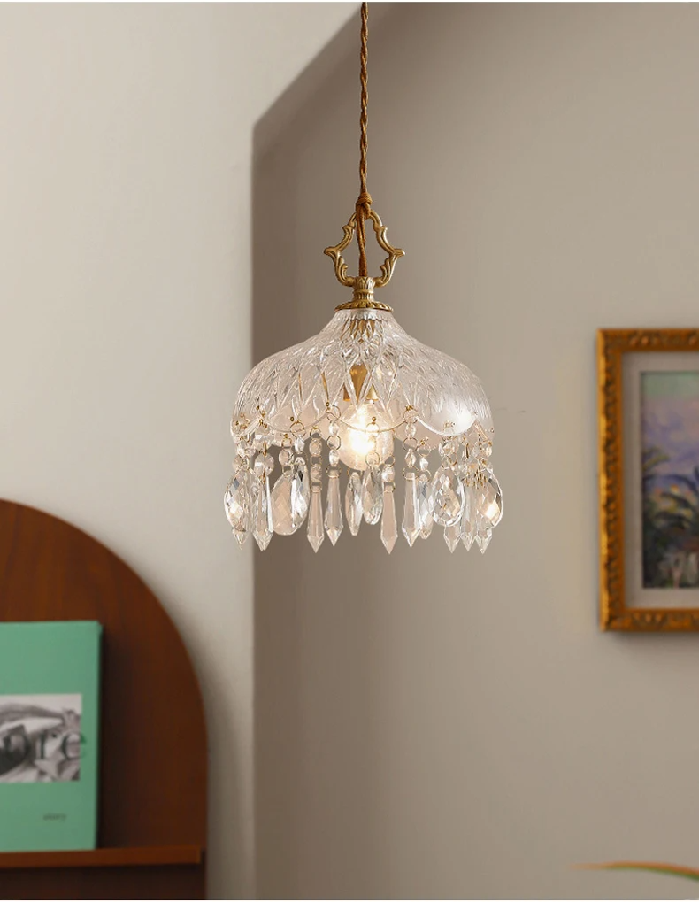 Franse Retro Glazen Hanglamp - hanglampen - gemonteerd