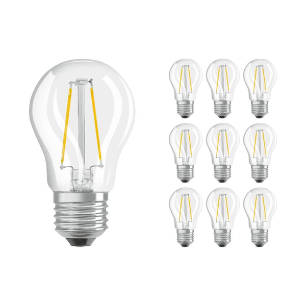 Voordeelpak 10x Ledvance Classic LED E27 Kogel Filament Helder 1.5W 136lm - 827 Zeer Warm Wit | Vervangt 15W